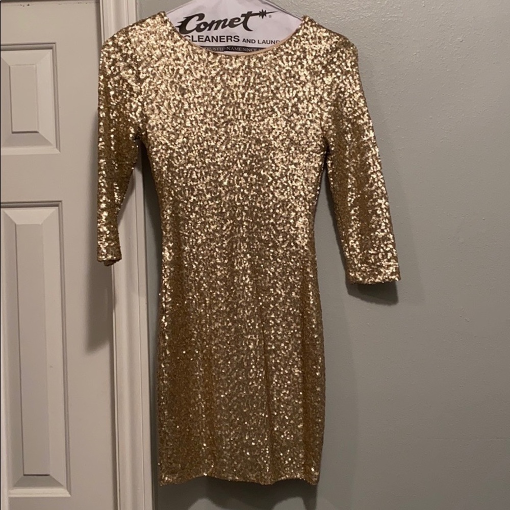 Gold Sequin Mini Dress